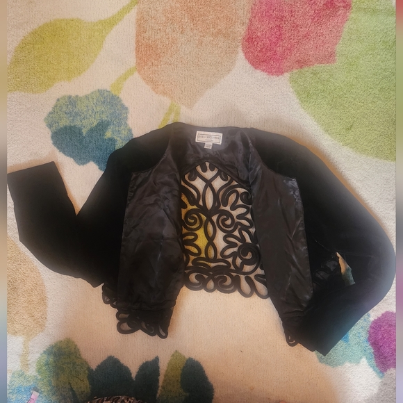 Gunne Sax by Jessica McClintock Vintage Black Velvet Bolero Sz 18W - Picture 6 of 9